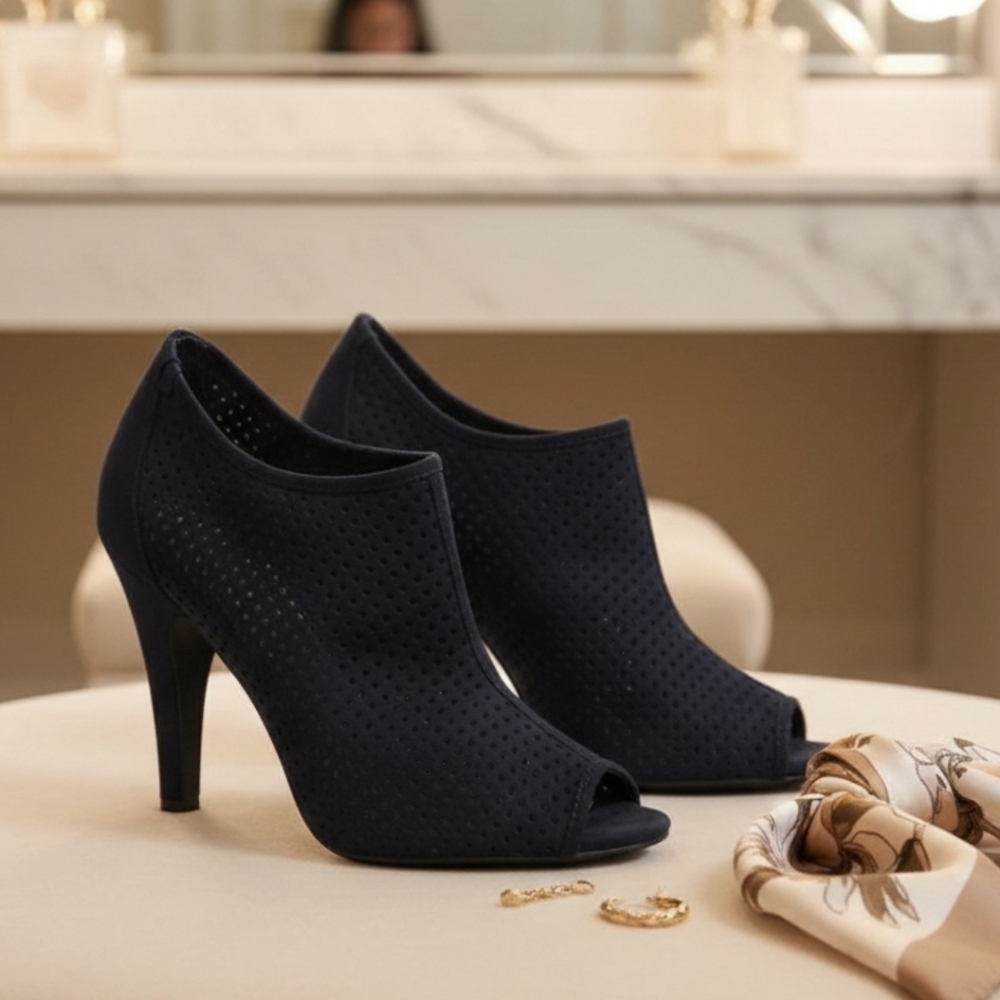 Navy Blue Heel Bootie